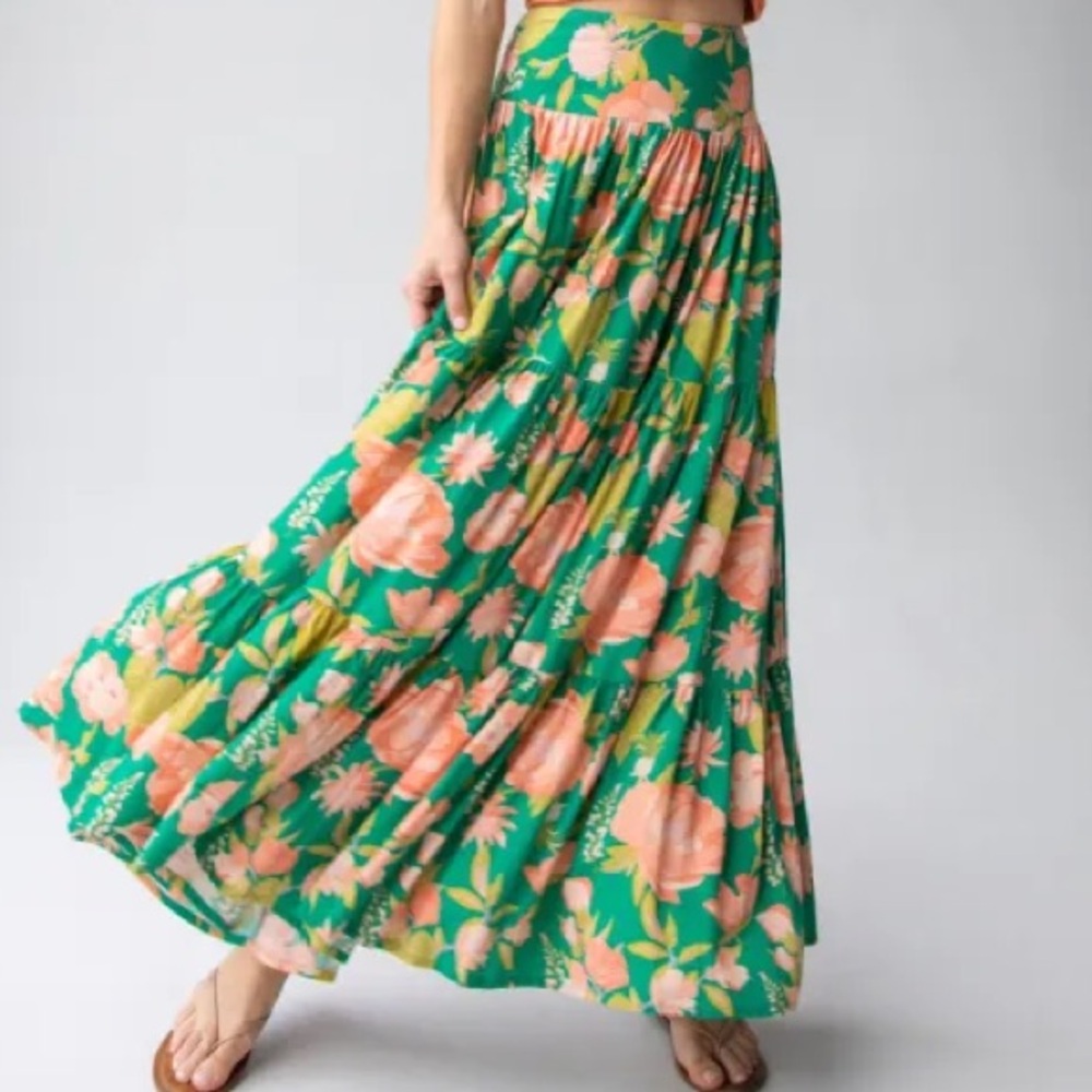 Natural Life Hanna Convertible Maxi Skirt in Mixed Golden Floral